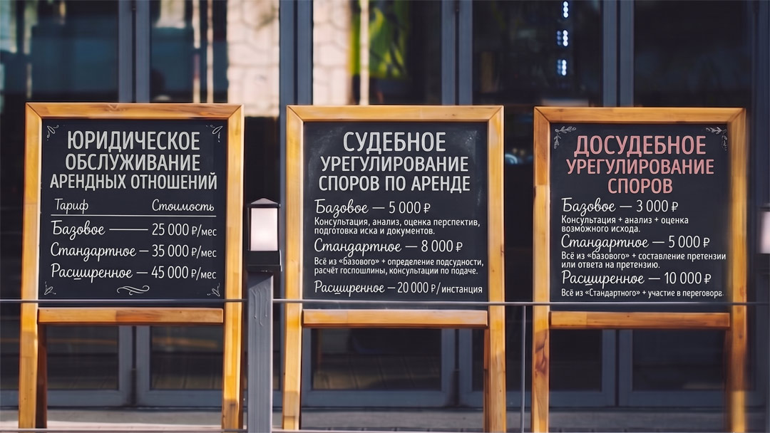 Тарифы на юридические услуги по аренде